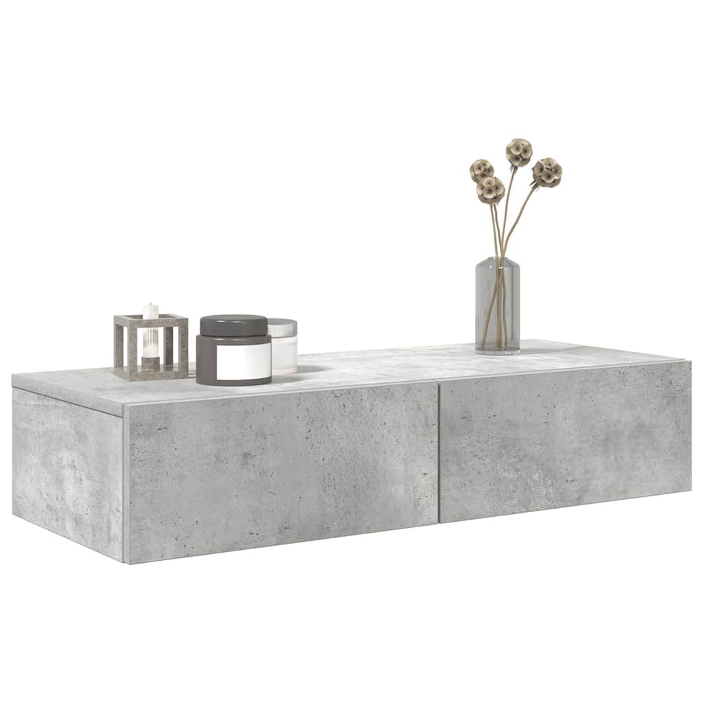 Wall Shelf with Drawers Concrete Grey 80x33x17 cm Engineered Wood