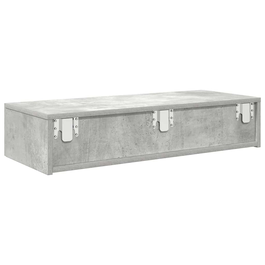 Wall Shelf with Drawers Concrete Grey 80x33x17 cm Engineered Wood