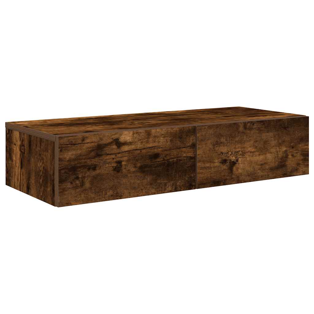 Wall Shelf with Drawers Smoked Oak 80x33x17 cm Engineered Wood