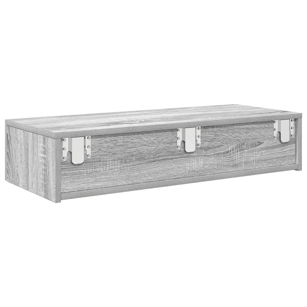 Wall Shelf with Drawers Grey Sonoma 80x33x17 cm Engineered Wood