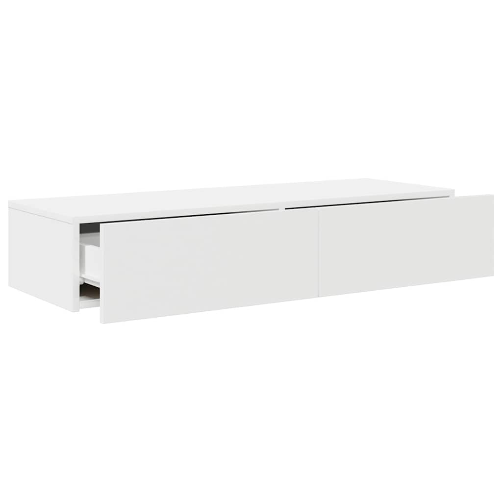 Wall Shelf with Drawers White 100x36x19 cm Engineered Wood