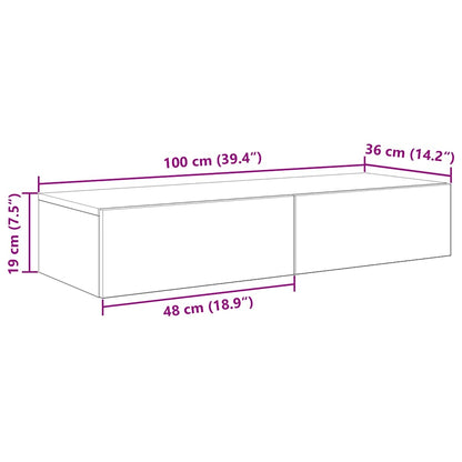 Wall Shelf with Drawers White 100x36x19 cm Engineered Wood