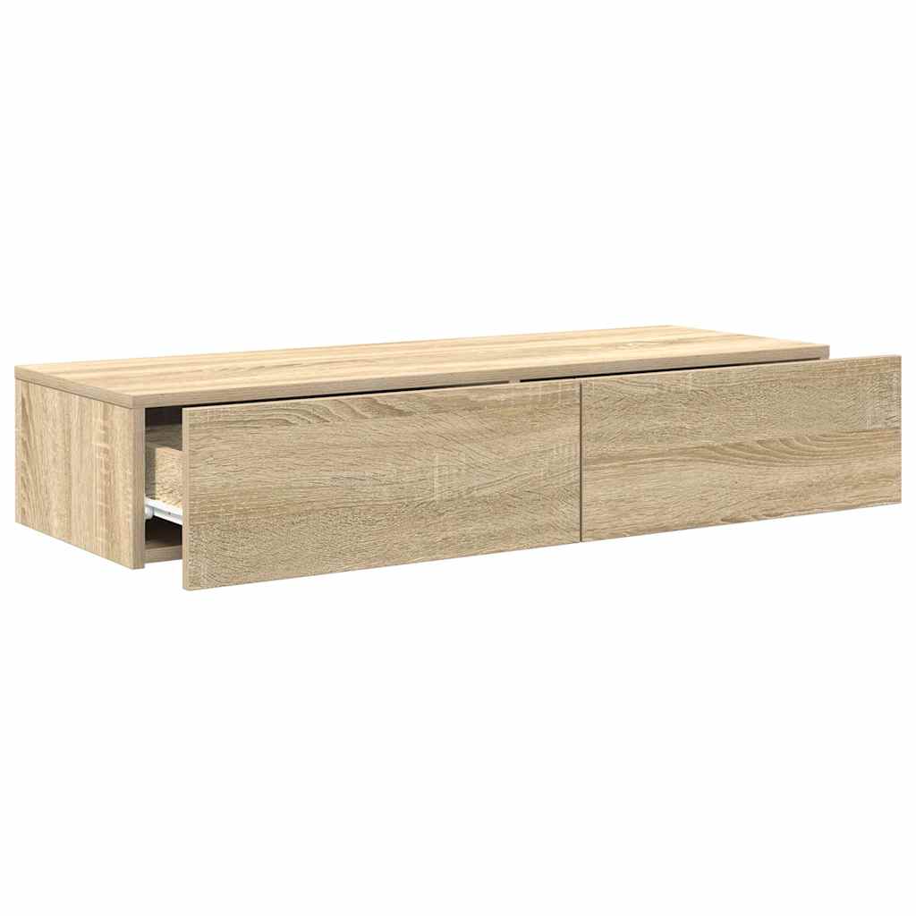 Wall Shelf with Drawers Sonoma Oak 100x36x19 cm Engineered Wood