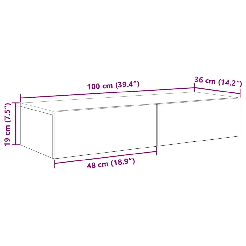 Wall Shelf with Drawers Sonoma Oak 100x36x19 cm Engineered Wood