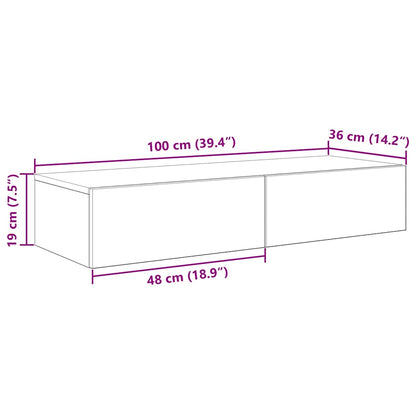 Wall Shelf with Drawers Sonoma Oak 100x36x19 cm Engineered Wood