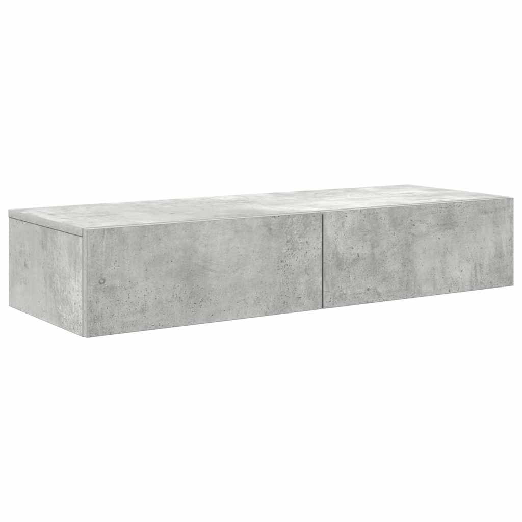 Wall Shelf with Drawers Concrete Grey 100x36x19 cm Engineered Wood