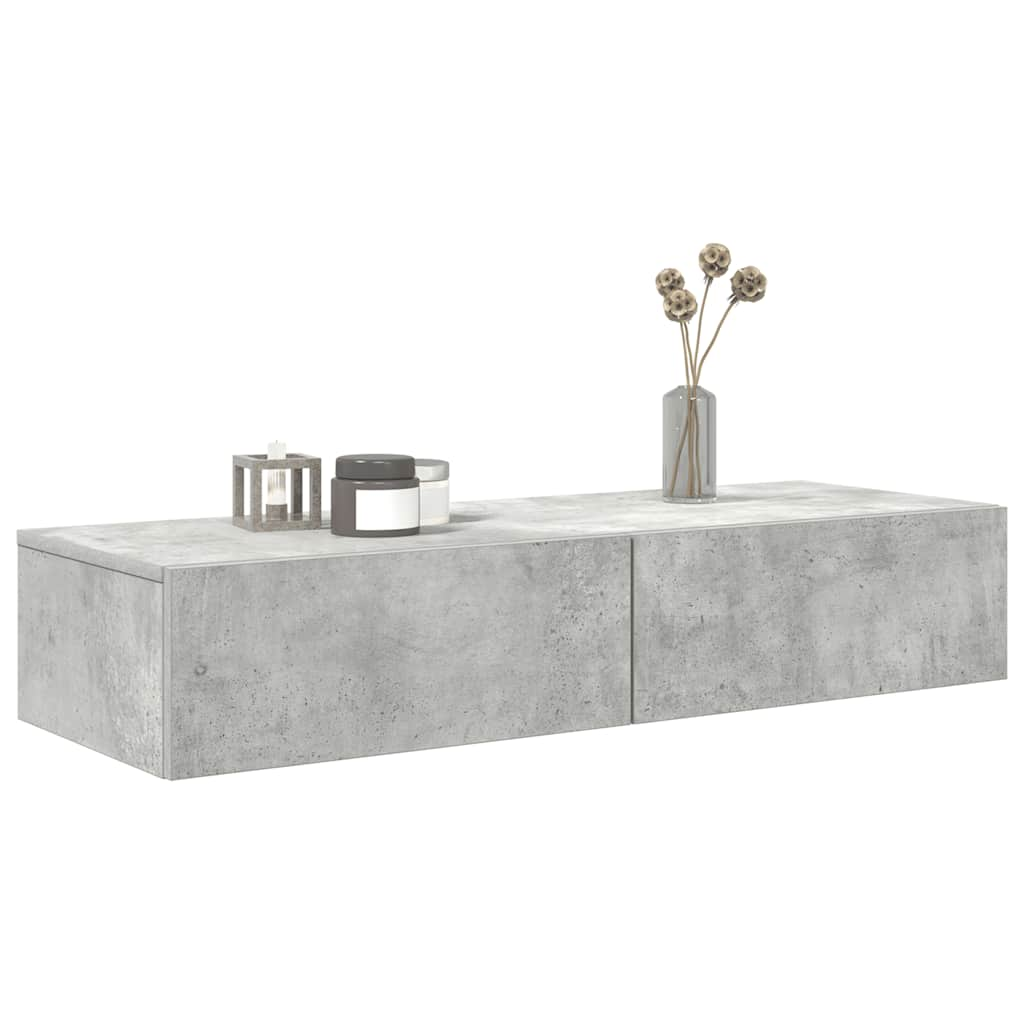 Wall Shelf with Drawers Concrete Grey 100x36x19 cm Engineered Wood