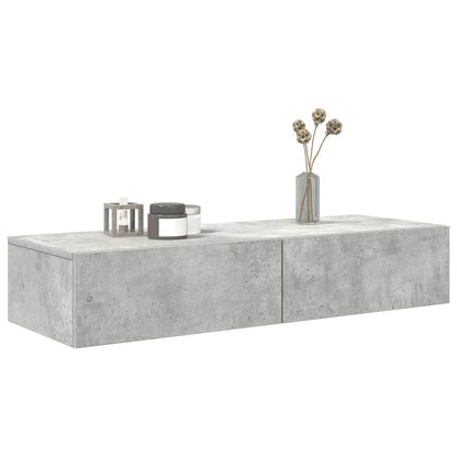 Wall Shelf with Drawers Concrete Grey 100x36x19 cm Engineered Wood