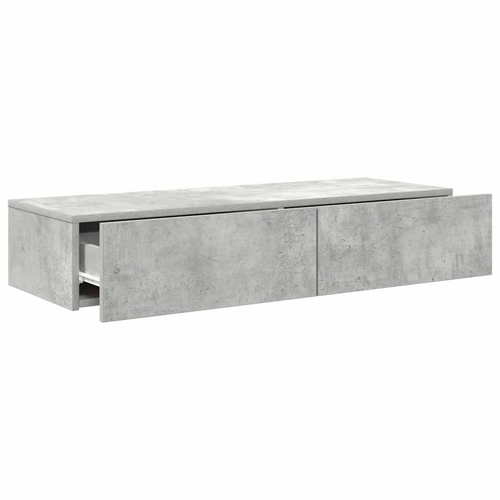 Wall Shelf with Drawers Concrete Grey 100x36x19 cm Engineered Wood