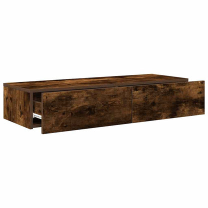 Wall Shelf with Drawers Smoked Oak 100x36x19 cm Engineered Wood