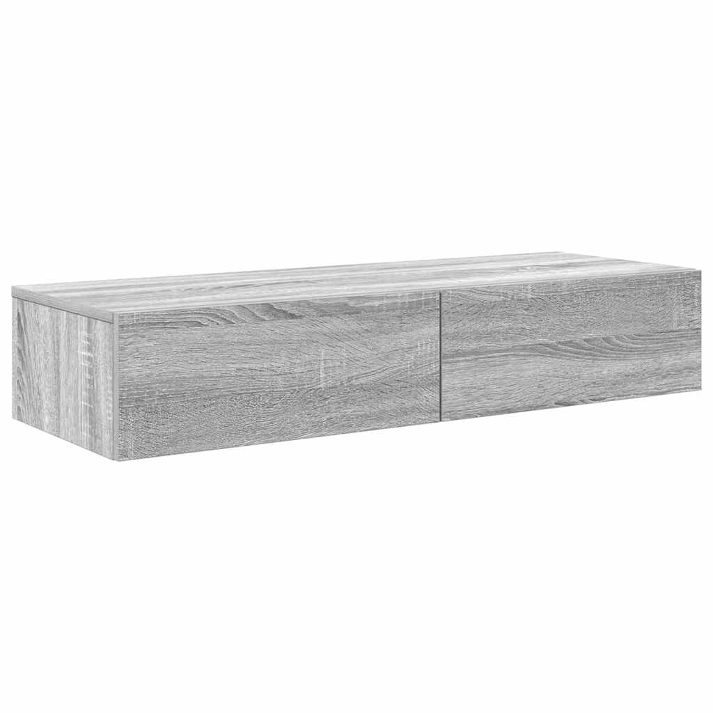 Wall Shelf with Drawers Grey Sonoma 100x36x19 cm Engineered Wood