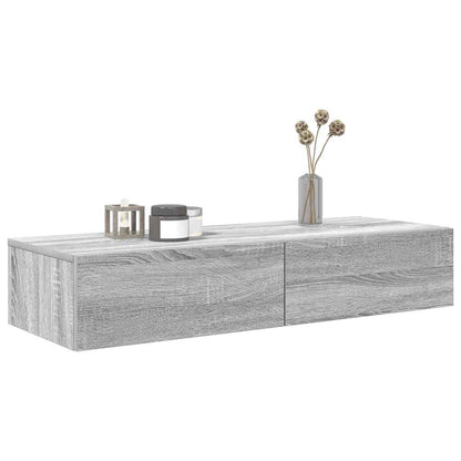 Wall Shelf with Drawers Grey Sonoma 100x36x19 cm Engineered Wood