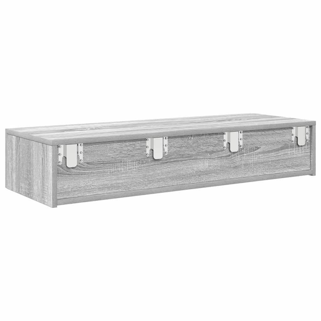 Wall Shelf with Drawers Grey Sonoma 100x36x19 cm Engineered Wood