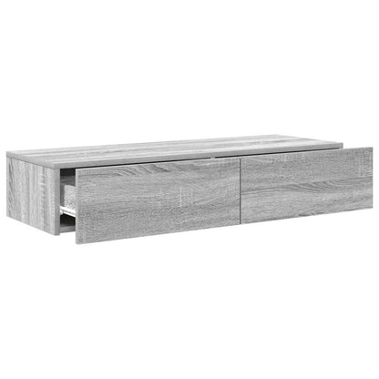 Wall Shelf with Drawers Grey Sonoma 100x36x19 cm Engineered Wood