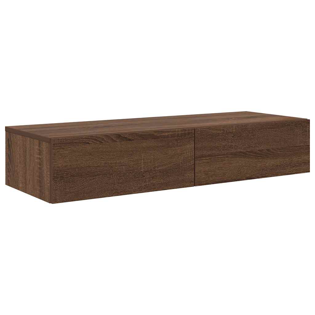 Wall Shelf with Drawers Brown Oak 100x36x19 cm Engineered Wood