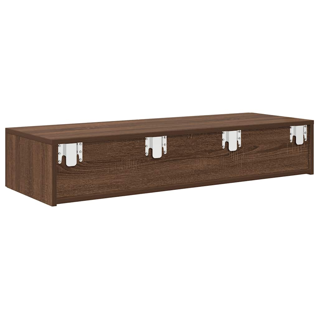 Wall Shelf with Drawers Brown Oak 100x36x19 cm Engineered Wood