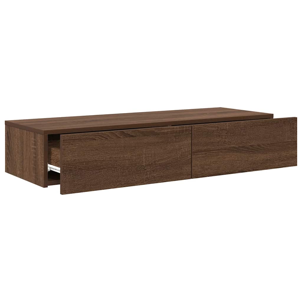 Wall Shelf with Drawers Brown Oak 100x36x19 cm Engineered Wood