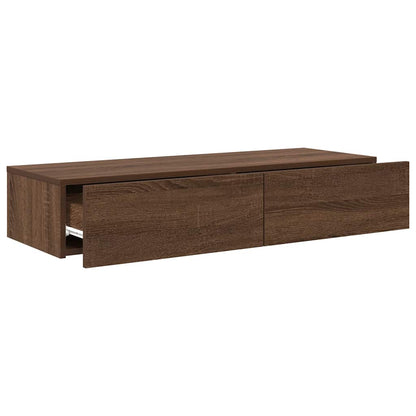 Wall Shelf with Drawers Brown Oak 100x36x19 cm Engineered Wood