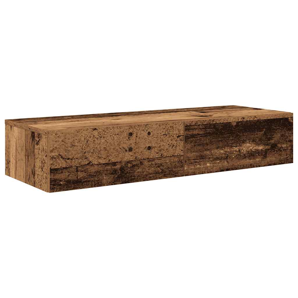 Wall Shelf with Drawers Old Wood 100x36x19 cm Engineered Wood