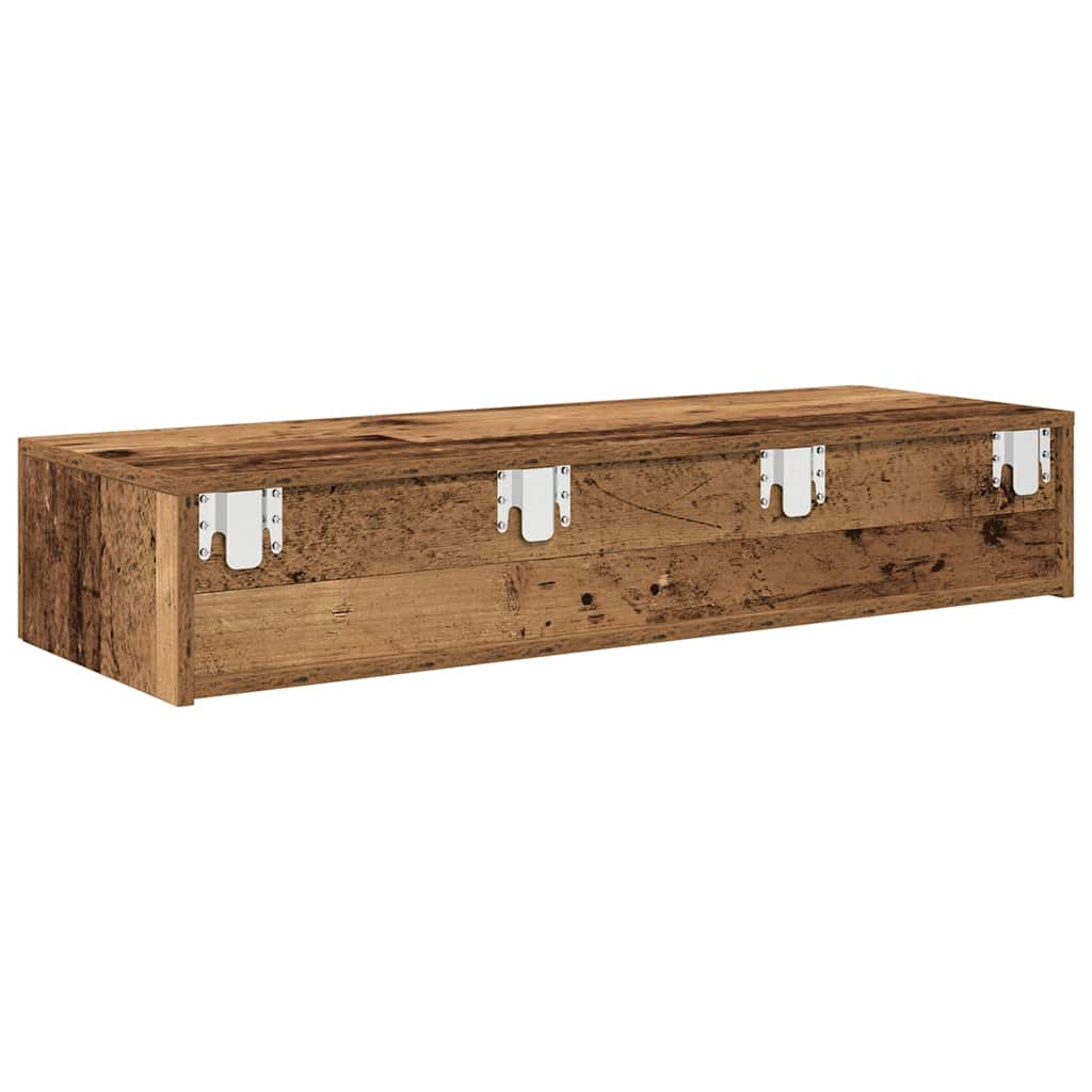 Wall Shelf with Drawers Old Wood 100x36x19 cm Engineered Wood