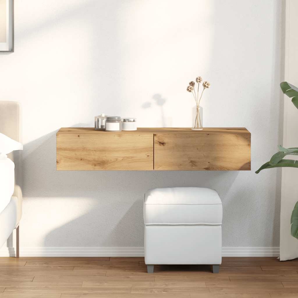 Wall Shelf with Drawers Artisian Oak 100x36x19 cm Engineered Wood