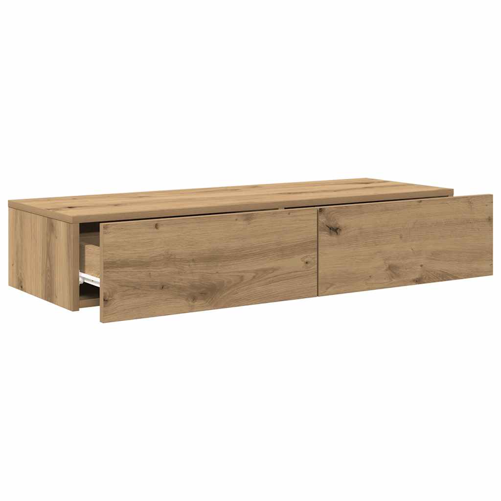 Wall Shelf with Drawers Artisian Oak 100x36x19 cm Engineered Wood