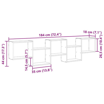 Wall Cube Shelf 5 Compartments Black Engineered Wood