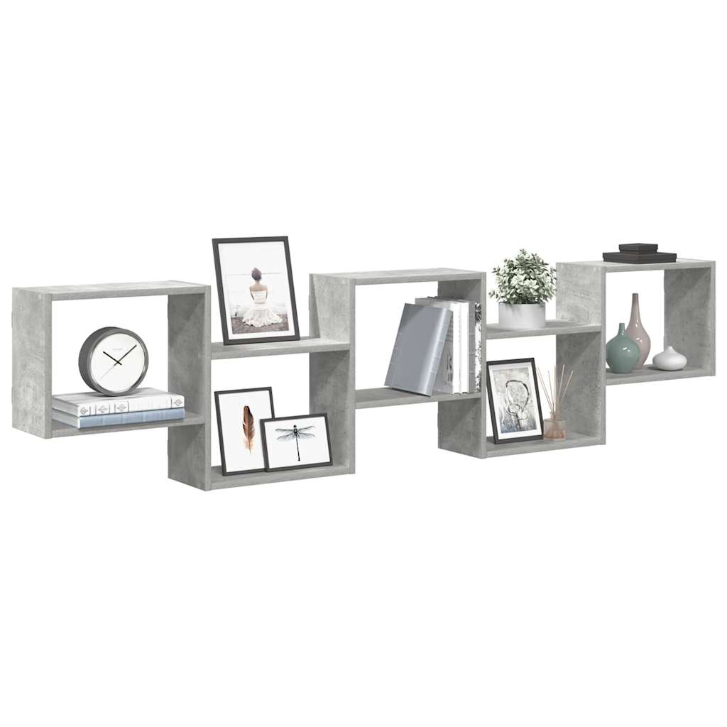 Wall Cube Shelf 5 Compartments Concrete Grey Engineered Wood