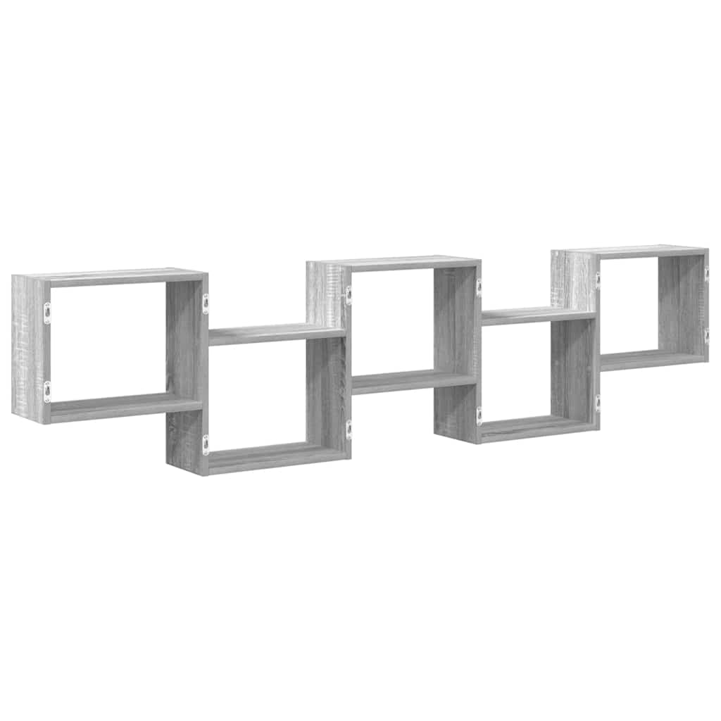 Wall Cube Shelf 5 Compartments Grey Sonoma Engineered Wood