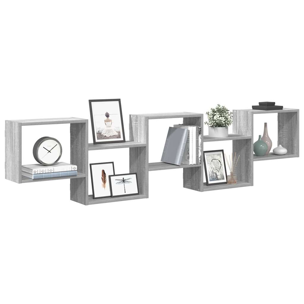 Wall Cube Shelf 5 Compartments Grey Sonoma Engineered Wood