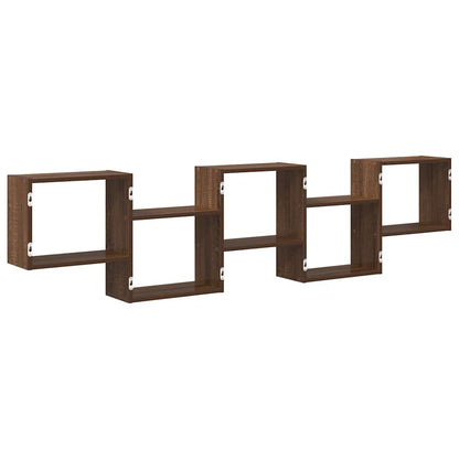 Wall Cube Shelf 5 Compartments Brown Oak Engineered Wood