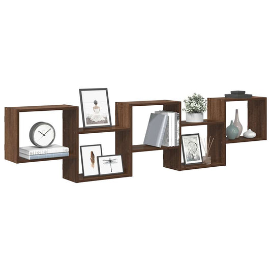 Wall Cube Shelf 5 Compartments Brown Oak Engineered Wood