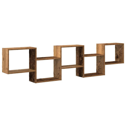 Wall Cube Shelf 5 Compartments Old Wood Engineered Wood