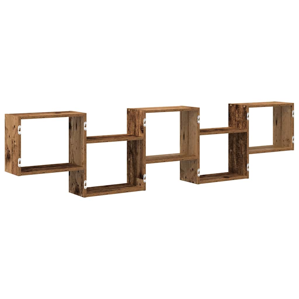 Wall Cube Shelf 5 Compartments Old Wood Engineered Wood