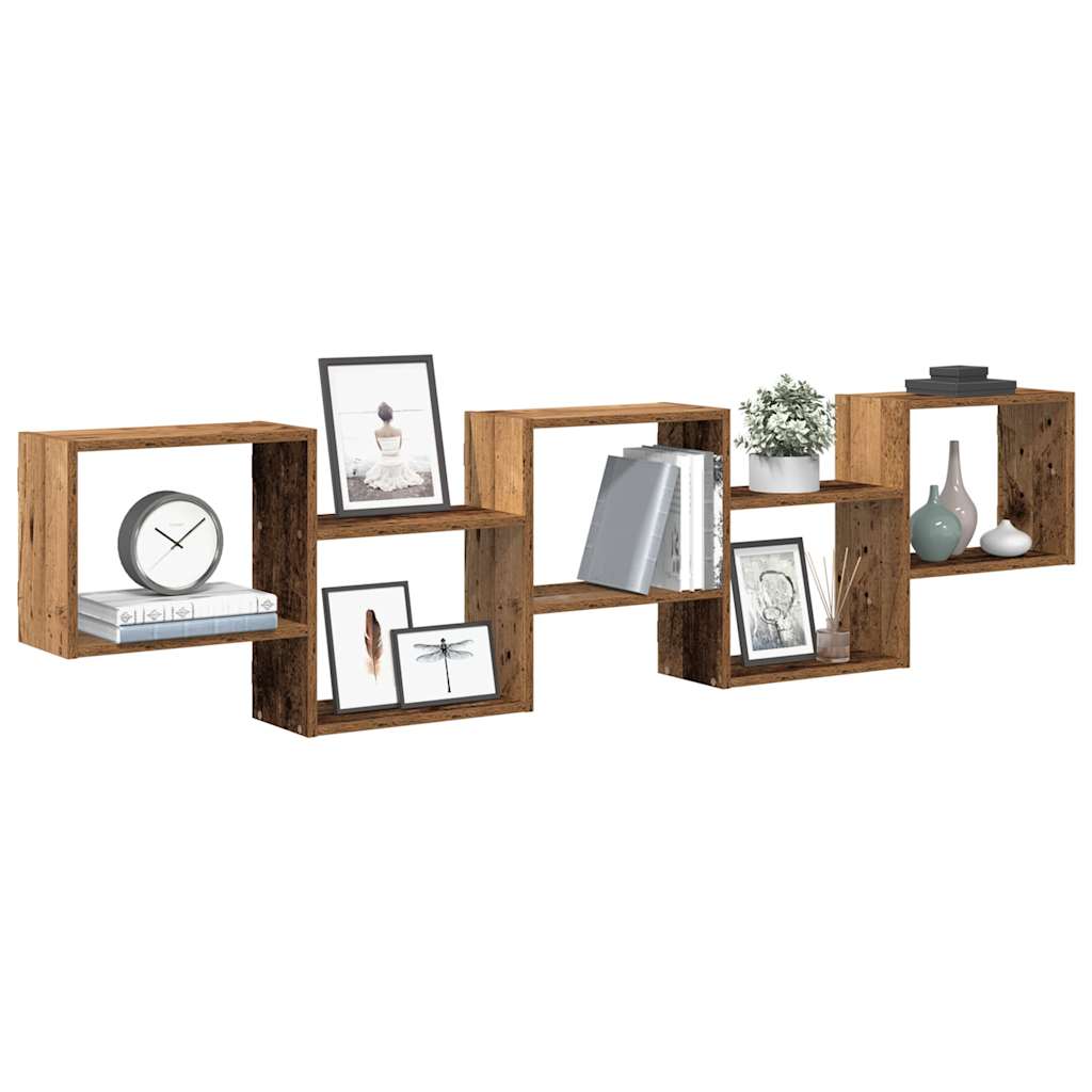 Wall Cube Shelf 5 Compartments Old Wood Engineered Wood