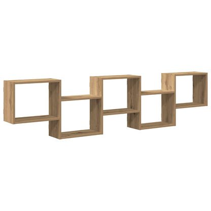 Wall Cube Shelf 5 Compartments Artisian Oak Engineered Wood