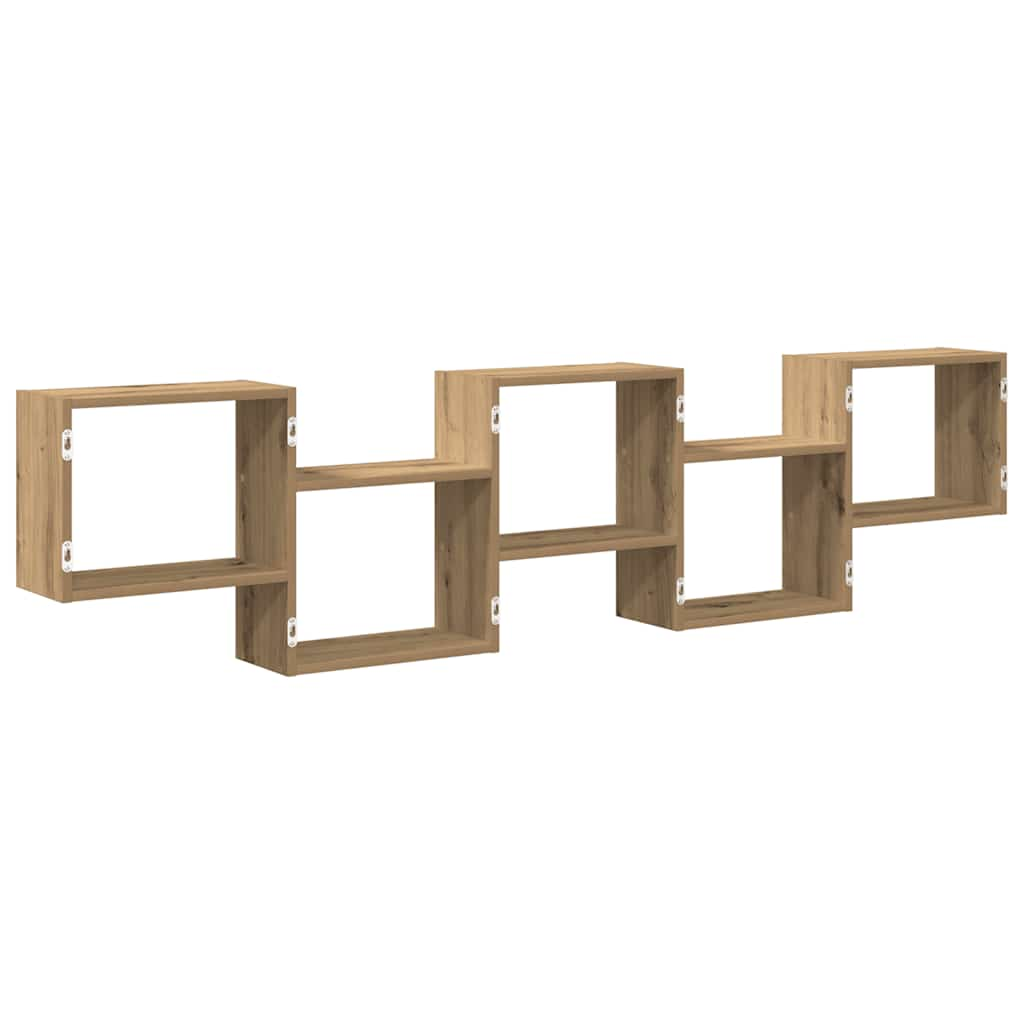 Wall Cube Shelf 5 Compartments Artisian Oak Engineered Wood