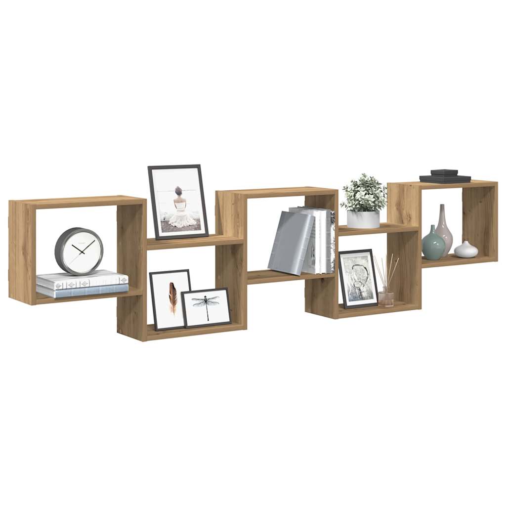 Wall Cube Shelf 5 Compartments Artisian Oak Engineered Wood