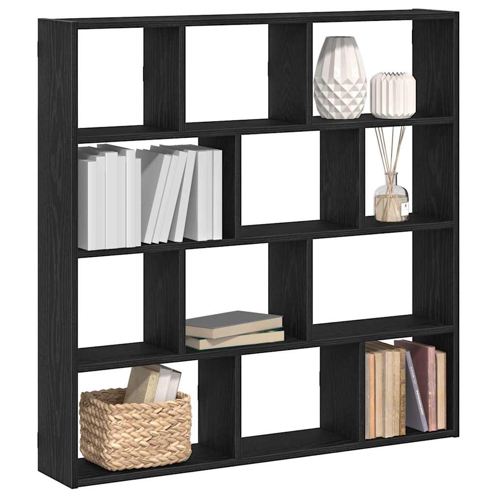 Wall Cube Shelf 12 Compartments Black Engineered Wood