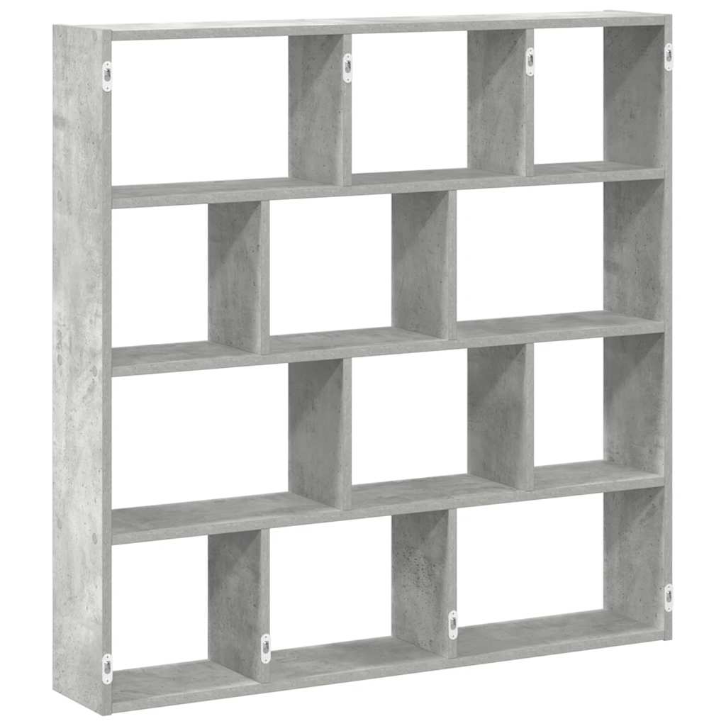 Wall Cube Shelf 12 Compartments Concrete Grey Engineered Wood