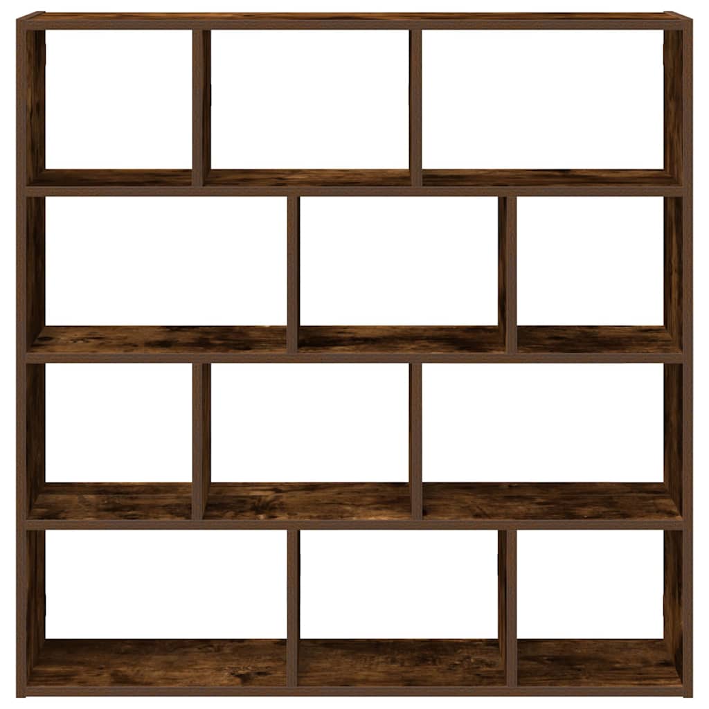 Wall Cube Shelf 12 Compartments Smoked Oak Engineered Wood