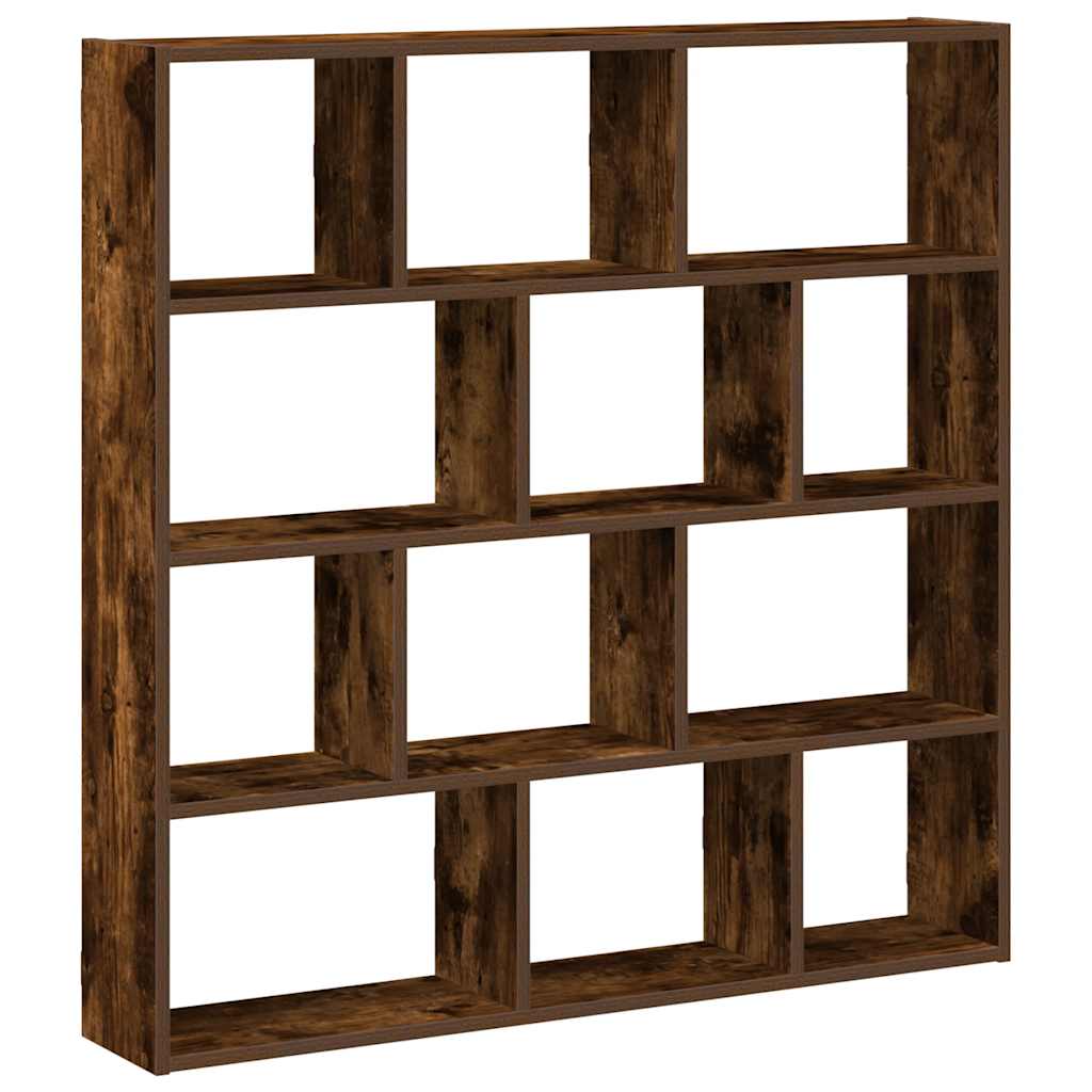 Wall Cube Shelf 12 Compartments Smoked Oak Engineered Wood