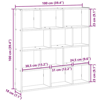 Wall Cube Shelf 12 Compartments Smoked Oak Engineered Wood