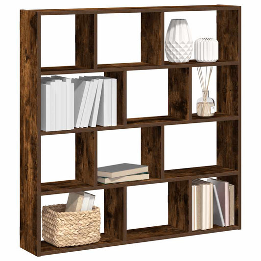 Wall Cube Shelf 12 Compartments Smoked Oak Engineered Wood