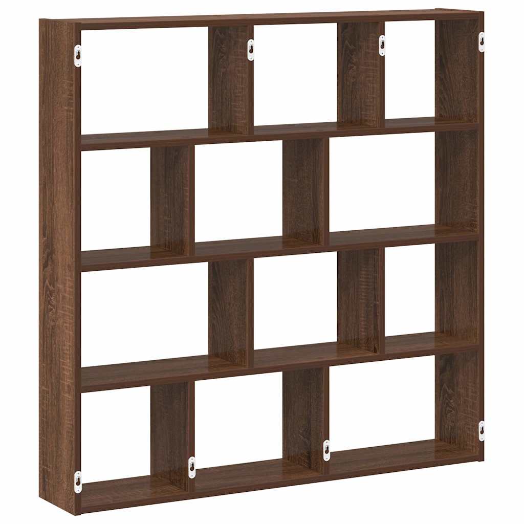 Wall Cube Shelf 12 Compartments Brown Oak Engineered Wood