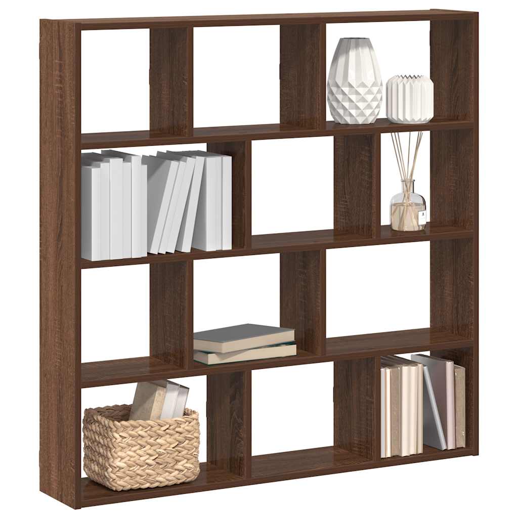 Wall Cube Shelf 12 Compartments Brown Oak Engineered Wood