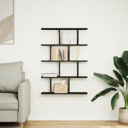 Wall Cube Shelf 12 Compartments Black Engineered Wood