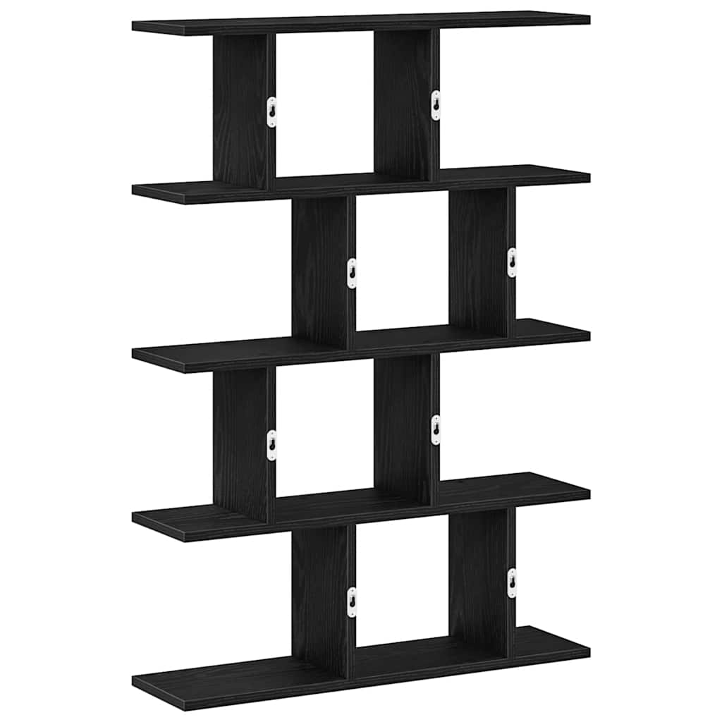 Wall Cube Shelf 12 Compartments Black Engineered Wood