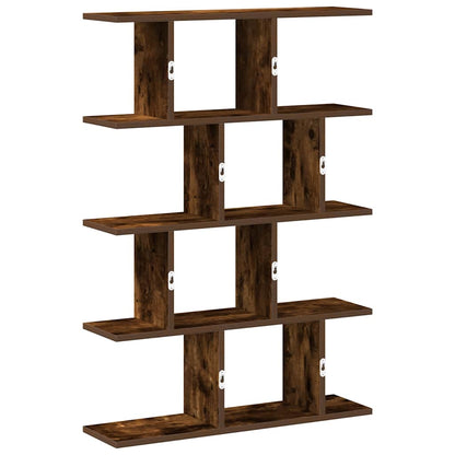 Wall Cube Shelf 12 Compartments Smoked Oak Engineered Wood