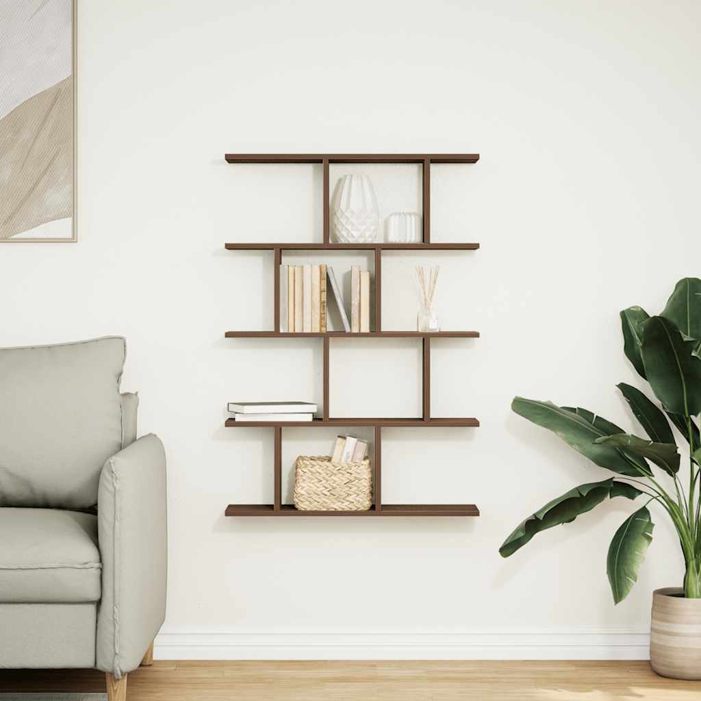 Wall Cube Shelf 12 Compartments Brown Oak Engineered Wood